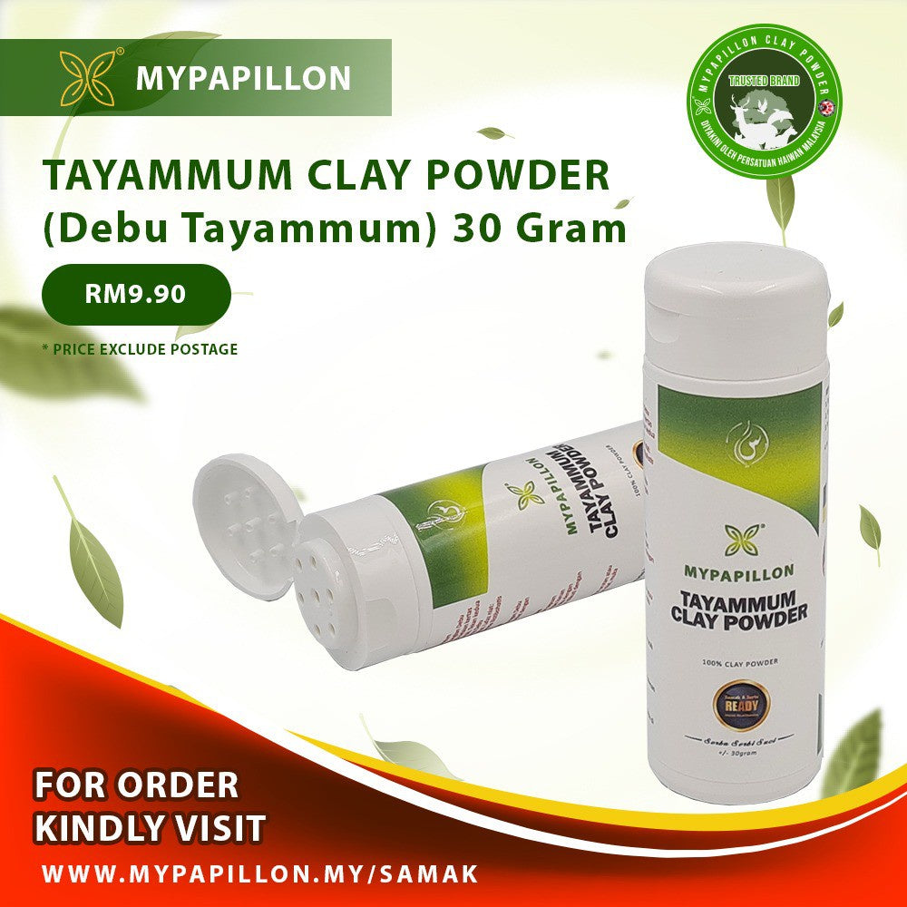 MyPapillon - DEBU TAYAMMUM - 100% Tanah Liat Putih - Borong - 30g x 3 botol