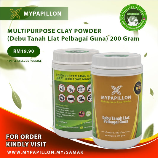 Debu Tanah Liat Putih 200g – Samak Sertu Najis Mughallazah & Tayammum Clay Powder – MYPAPILLON