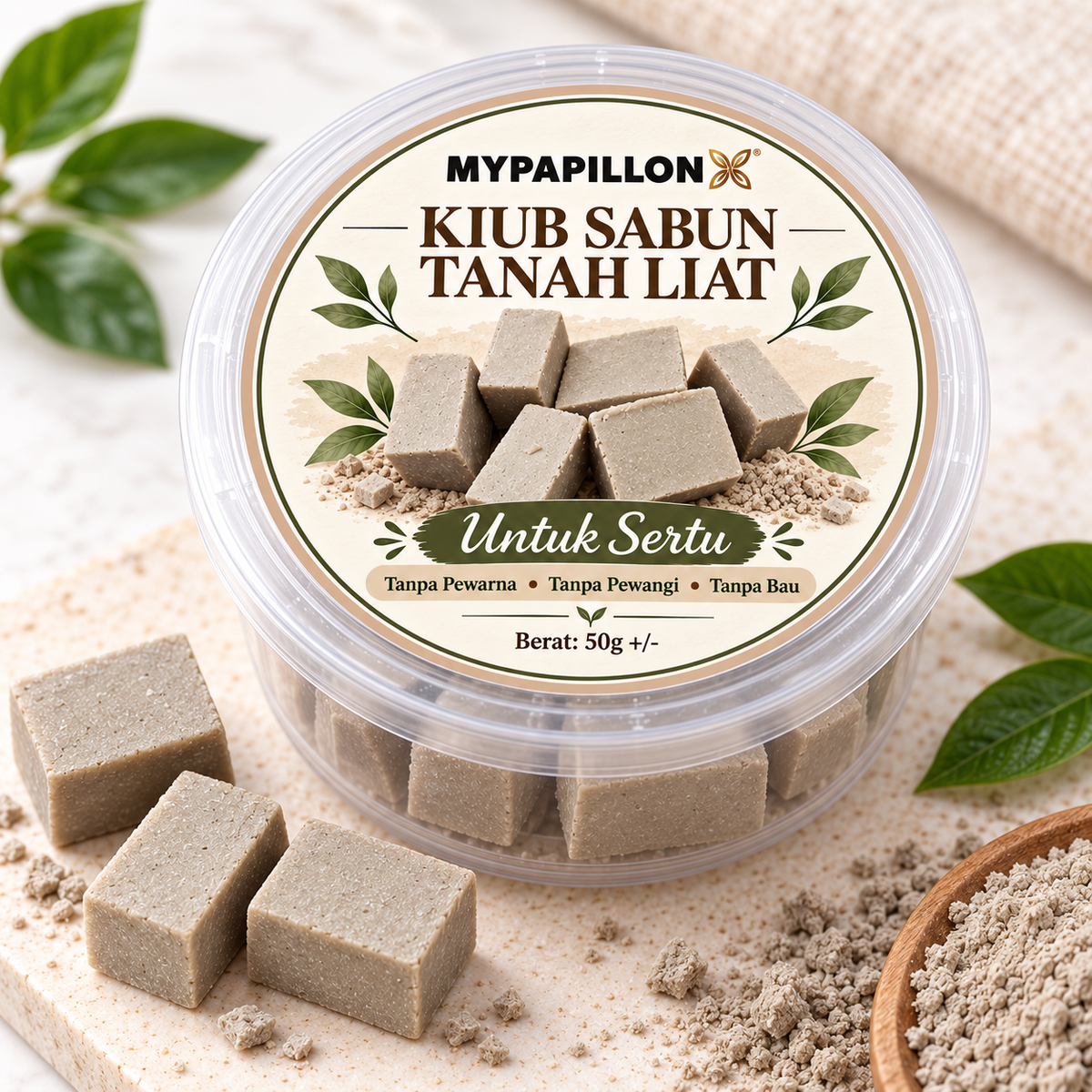 MyPapillon Kiub Sabun Tanah Liat untuk Sertu