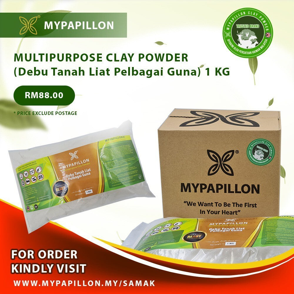 MyPapillon - SAMAK SERTU RUMAH & INDUSTRI - 100% Debu Tanah Liat Putih - 1 kg / 3 kg loose pack