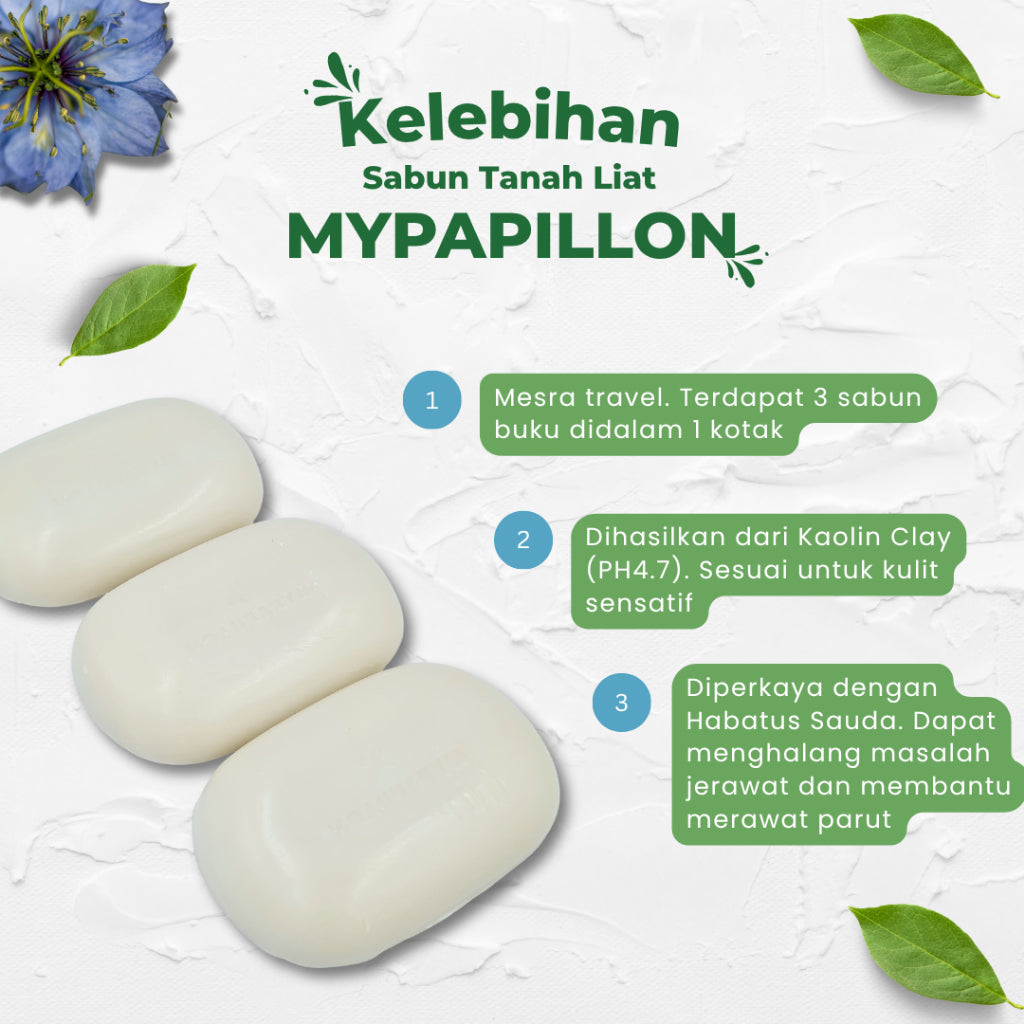 MyPapillon - SABUN TANAH LIAT SAMAK SERTU Diperkaya dengan Habatus Sauda - 1 Kotak
