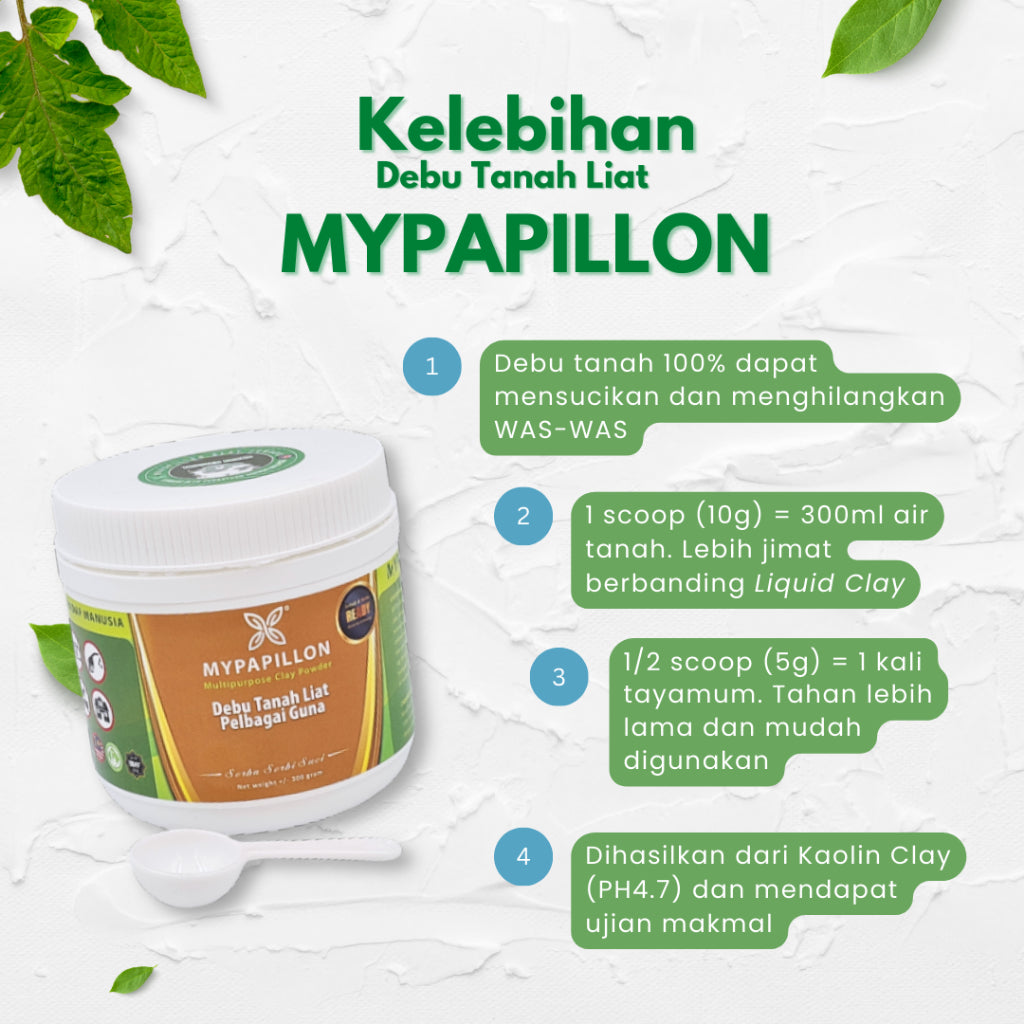 MYPAPILLON - Debu Tanah Liat Putih 300g – Samak Sertu Najis Anjing - Najis Mughallazah - Tayammum