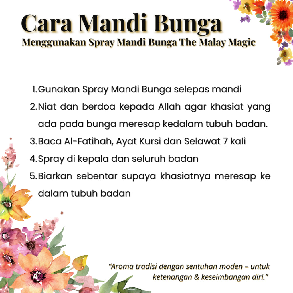Gift Set Spray Mandian Aura 7 Bunga | Mandi Bunga Segar Berpantang 250ml