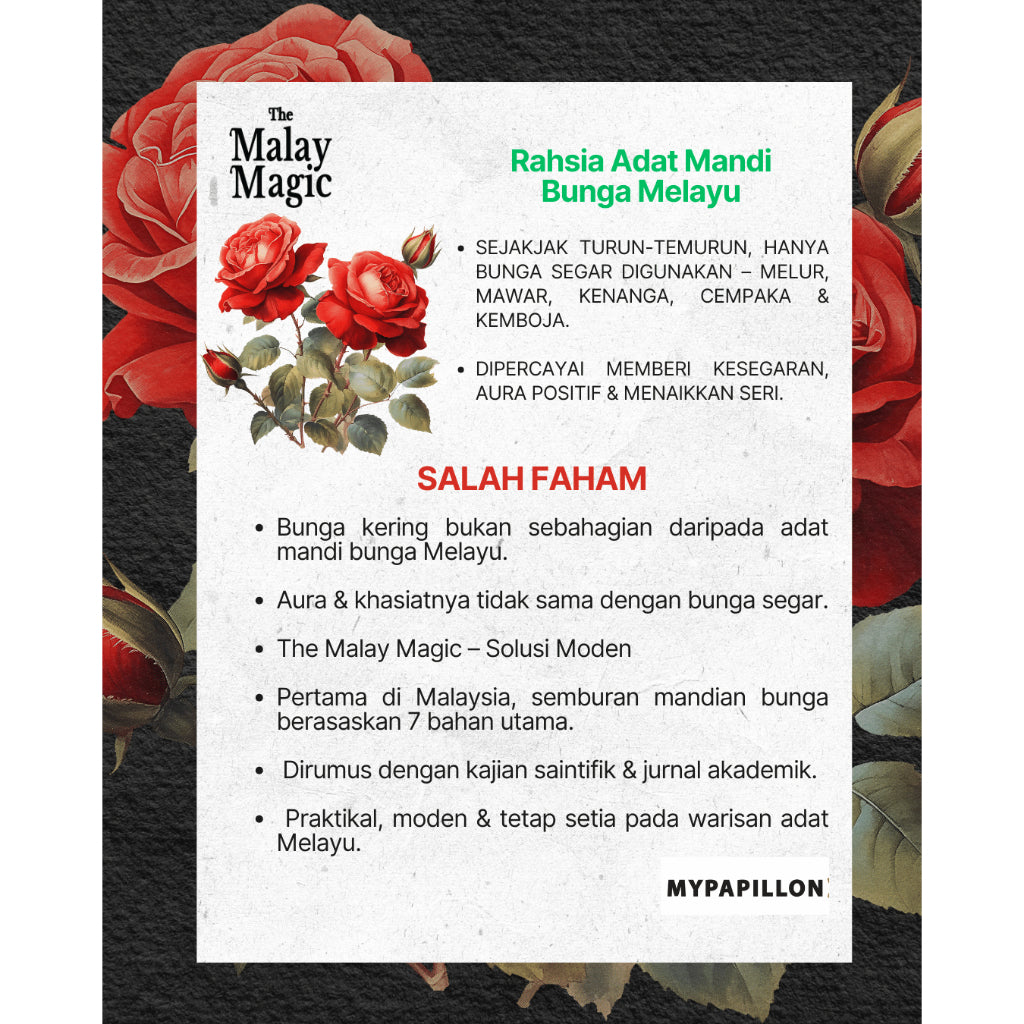 THE MALAY MAGIC - SEMBURAN Mandi Bunga  - Aura 7 Bunga Naik Seri Wajah - 1 Botol Kaca 250 ml