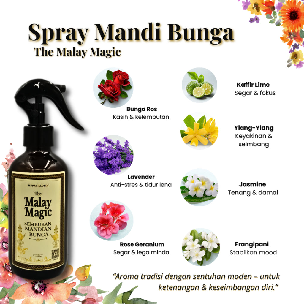 Gift Set Spray Mandian Aura 7 Bunga | Mandi Bunga Segar Berpantang 250ml