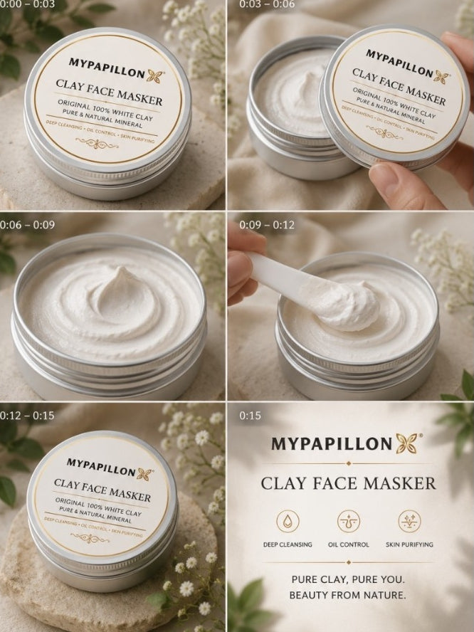 MYPAPILLON - CLAY FACE MASKER 50G - 100% PURE WHITE CLAY. SESUAI UNTUK SEMUA JENIS KULIT.