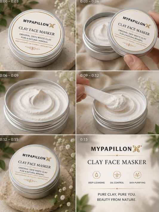MYPAPILLON - CLAY FACE MASKER 50G - 100% PURE WHITE CLAY. SESUAI UNTUK SEMUA JENIS KULIT.